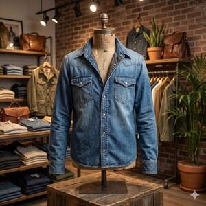 Ralph Lauren Denim & Supply Puffer Lined Denim Snap Button Utility Shacket Men L